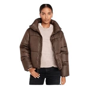 Old Navy Quilted Puffer Jacket French Roast Brown Water Resistant XL